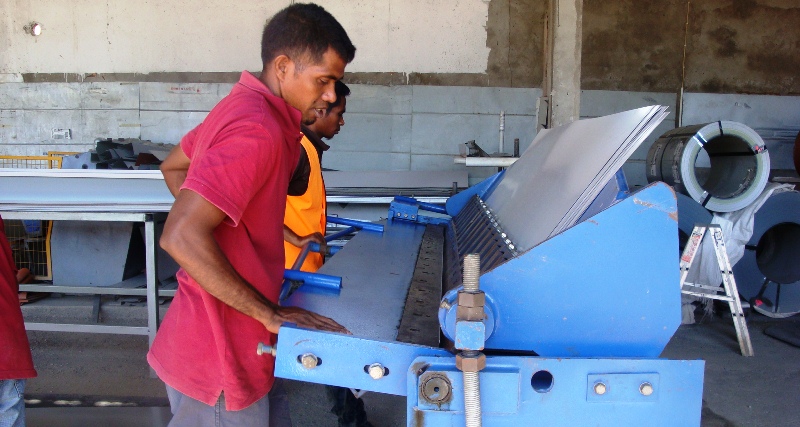 DBS II staff making flashings.