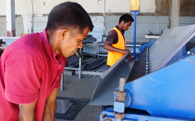 DBS II staff making flashings.